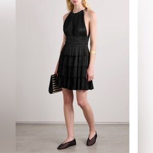 NWT ULLA JOHNSON Cecily plissé-satin mini dress Sz 6